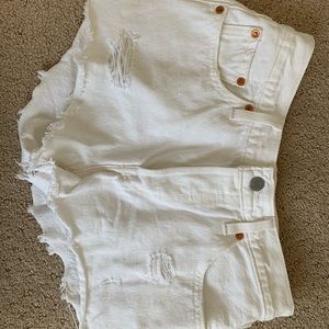 White 501s Levi Jean shorts